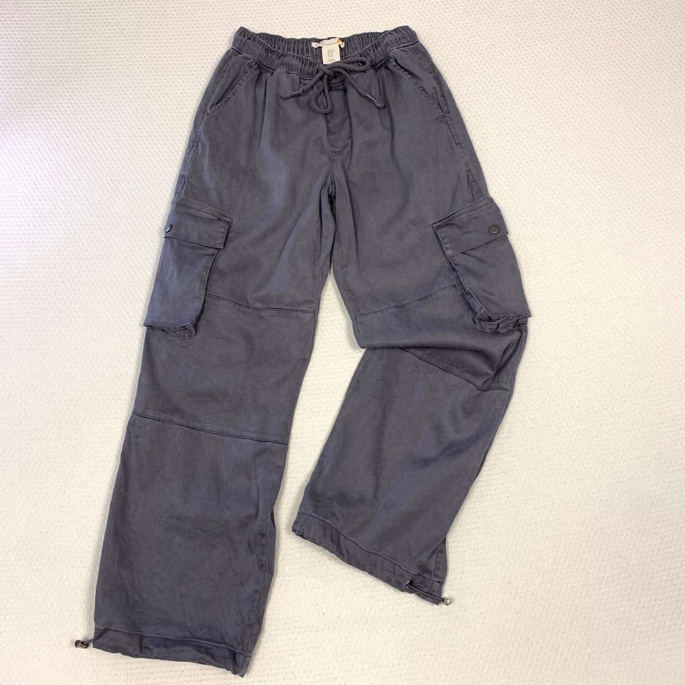 C&C California Womens XS Gray Utility Cargo Pants Elastic Waist Toggle Hem
